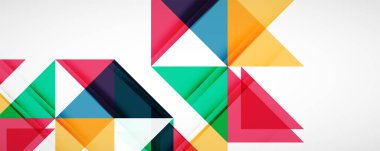 Geometrik soyut arkaplan. Tekno renk üçgen şekilleri. Kapaklar, afişler, el ilanları ve posterler ve diğer tasarımlar için vektör illüstrasyonu