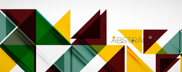 幾何学的抽象的背景。テクノカラー三角形。カバー、バナー、チラシやポスターや他のデザインのためのベクトルイラスト — ストックベクタ