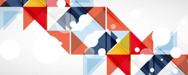 Geometrik soyut arkaplan. Tekno renk üçgen şekilleri. Kapaklar, afişler, el ilanları ve posterler ve diğer tasarımlar için vektör illüstrasyonu