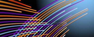 Soyut renkli çizgiler vektör arkaplanı. İnternet, büyük veri ve teknoloji bağlantıları kavramı, soyut şablon