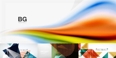 Güzel asgari tasarım geometrik soyut arkaplan seti. Kapaklar, afişler, el ilanları ve posterler ve diğer tasarımlar için vektör illüstrasyonu