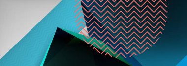 Düşük polyester 3 boyutlu geometrik şekiller, minimum soyut arkaplan. Kapaklar, afişler, el ilanları ve posterler için vektör illüstrasyonları