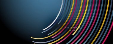 Soyut renkli çizgiler vektör arkaplanı. İnternet, büyük veri ve teknoloji bağlantıları kavramı, soyut şablon