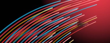 Soyut renkli çizgiler vektör arkaplanı. İnternet, büyük veri ve teknoloji bağlantıları kavramı, soyut şablon