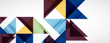 Geometrik soyut arkaplan. Tekno renk üçgen şekilleri. Kapaklar, afişler, el ilanları ve posterler ve diğer tasarımlar için vektör illüstrasyonu