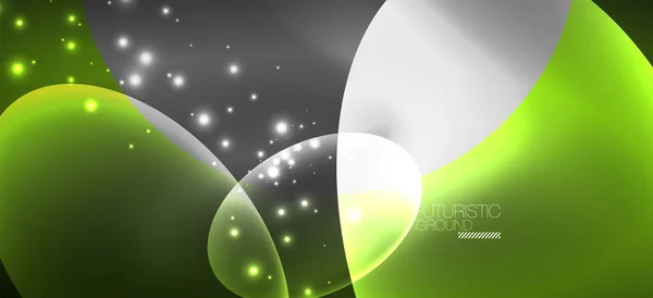 Neon ellipses abstract backgrounds. Shiny bright round shapes glowing in the dark. Vector futuristic illustrations for covers, banners, flyers and posters and other — Stock Vector