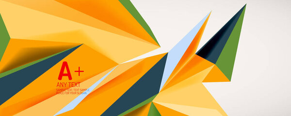 Vector triangle geometric backgrounds. Low poly 3d shape on light backdrop. Vector illustration for covers, banners, flyers and posters and other designs