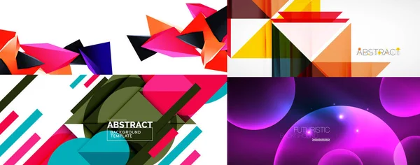 Set of geometric minimalist abstract backgrounds. Vector illustration for covers, banners, flyers and posters and other designs — Stock Vector