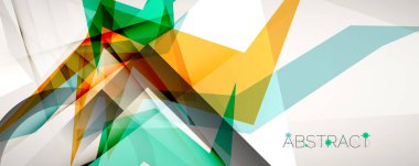 Geometrik soyut arkaplan. Renkli üçgen şekiller. Kapaklar, afişler, el ilanları ve posterler ve diğer tasarımlar için vektör illüstrasyonu