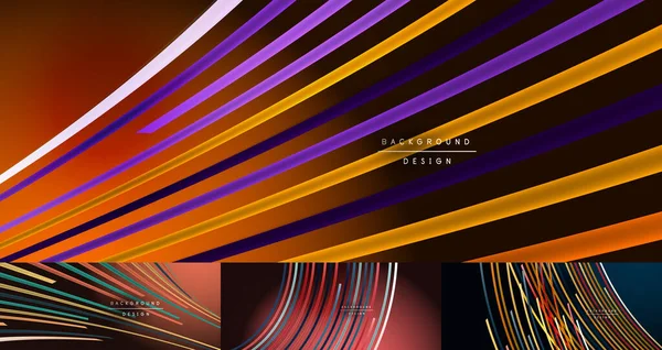 Soyut renkli çizgiler vektör arkaplan kümesi. İnternet, büyük veri ve teknoloji bağlantıları kavramı, soyut şablonlar