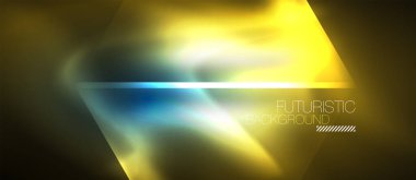 Neon geometrik soyut arkaplan. Karanlıkta parlayan ışık efektli üçgenler. Kapaklar, afişler, el ilanları ve posterler için vektör illüstrasyonuName