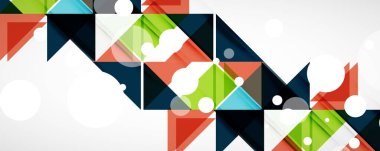 Geometrik soyut arkaplan. Tekno renk üçgen şekilleri. Kapaklar, afişler, el ilanları ve posterler ve diğer tasarımlar için vektör illüstrasyonu