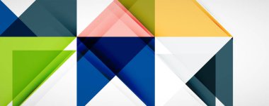 Vektör üçgen geometrik arkaplan kümesi. Kapaklar, afişler, el ilanları ve posterler ve diğer tasarımlar için vektör illüstrasyonu