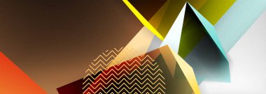 Düşük polyester 3 boyutlu geometrik şekiller, minimum soyut arkaplan. Kapaklar, afişler, el ilanları ve posterler için vektör illüstrasyonları