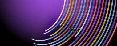 Soyut renkli çizgiler vektör arkaplanı. İnternet, büyük veri ve teknoloji bağlantıları kavramı, soyut şablon