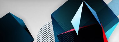 Düşük polyester 3 boyutlu geometrik şekiller, minimum soyut arkaplan. Kapaklar, afişler, el ilanları ve posterler için vektör illüstrasyonları