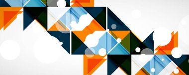 Geometrik soyut arkaplan. Tekno renk üçgen şekilleri. Kapaklar, afişler, el ilanları ve posterler ve diğer tasarımlar için vektör illüstrasyonu