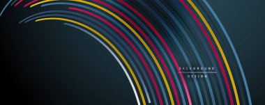 Soyut renkli çizgiler vektör arkaplanı. İnternet, büyük veri ve teknoloji bağlantıları kavramı, soyut şablon