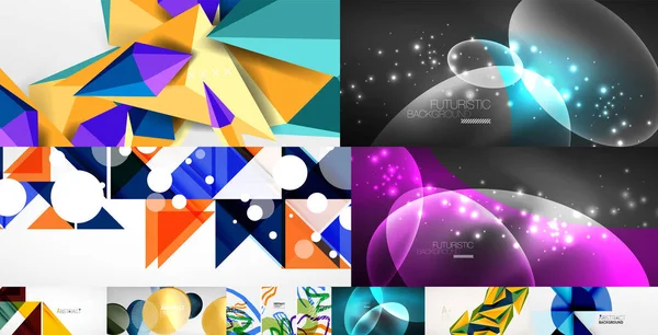 Set of geometric abstract backgrounds. Vector illustration for covers, banners, flyers, social media — Stock Vector