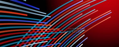 Soyut renkli çizgiler vektör arkaplanı. İnternet, büyük veri ve teknoloji bağlantıları kavramı, soyut şablon