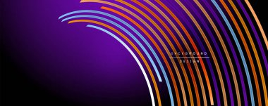 Soyut renkli çizgiler vektör arkaplanı. İnternet, büyük veri ve teknoloji bağlantıları kavramı, soyut şablon