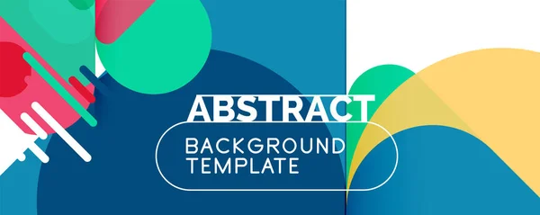 Flat geometric round shapes and dynamic lines, abstract background. Vector illustration for placards, brochures, posters and banners — Stock Vector