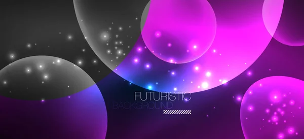 Neon ellipsen abstracte achtergronden. Glanzende heldere ronde vormen gloeien in het donker. Vector futuristische illustraties voor covers, banners, flyers en posters en andere — Stockvector