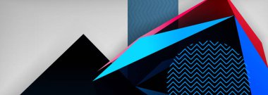 Düşük polyester 3 boyutlu geometrik şekiller, minimum soyut arkaplan. Kapaklar, afişler, el ilanları ve posterler için vektör illüstrasyonları