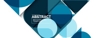 Üçgenleri ve daireleri olan temiz, minimal geometrik soyut bir arka plan. Kapaklar, afişler, el ilanları ve posterler ve diğer tasarımlar için vektör illüstrasyonu