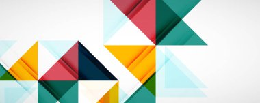 Geometrik soyut arkaplan. Tekno renk üçgen şekilleri. Kapaklar, afişler, el ilanları ve posterler ve diğer tasarımlar için vektör illüstrasyonu
