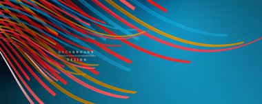 Soyut renkli çizgiler vektör arkaplanı. İnternet, büyük veri ve teknoloji bağlantıları kavramı, soyut şablon