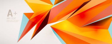 Vektör üçgen geometrik arkaplan. Işık arka planında düşük polimerli 3D şekil. Kapaklar, afişler, el ilanları ve posterler ve diğer tasarımlar için vektör illüstrasyonu