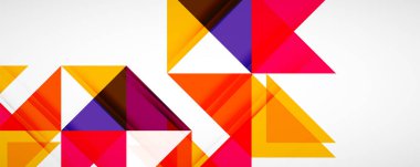 Geometrik soyut arkaplan. Tekno renk üçgen şekilleri. Kapaklar, afişler, el ilanları ve posterler ve diğer tasarımlar için vektör illüstrasyonu