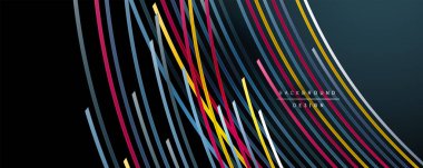 Soyut renkli çizgiler vektör arkaplanı. İnternet, büyük veri ve teknoloji bağlantıları kavramı, soyut şablon