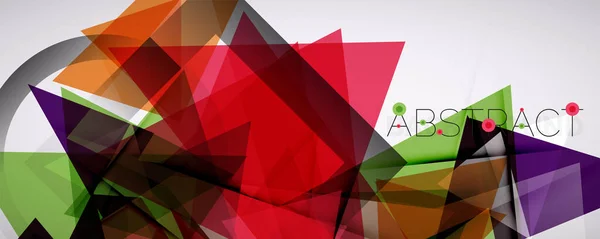 幾何学的抽象的背景。三角形の色。カバー、バナー、チラシやポスターや他のデザインのためのベクトルイラスト — ストックベクタ