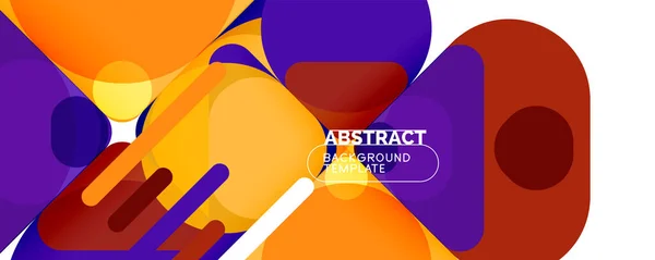 Platta geometriska runda former och dynamiska linjer, abstrakt bakgrund. Vektorillustration för plakat, broschyrer, affischer och banderoller — Stock vektor
