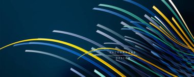 Soyut renkli çizgiler vektör arkaplanı. İnternet, büyük veri ve teknoloji bağlantıları kavramı, soyut şablon