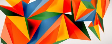 Vektör üçgen geometrik arkaplan. Işık arka planında düşük polimerli 3D şekil. Kapaklar, afişler, el ilanları ve posterler ve diğer tasarımlar için vektör illüstrasyonu