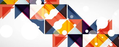 Geometrik soyut arkaplan. Tekno renk üçgen şekilleri. Kapaklar, afişler, el ilanları ve posterler ve diğer tasarımlar için vektör illüstrasyonu