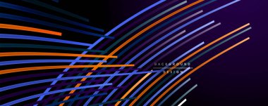 Soyut renkli çizgiler vektör arkaplanı. İnternet, büyük veri ve teknoloji bağlantıları kavramı, soyut şablon