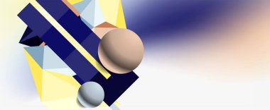 Moda 3d geometrik kompozisyon, iş veya teknoloji sunumu için tasarım şablonu, İnternet posteri veya web broşürü kapağı