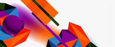 Moda 3d geometrik kompozisyon, iş veya teknoloji sunumu için tasarım şablonu, İnternet posteri veya web broşürü kapağı