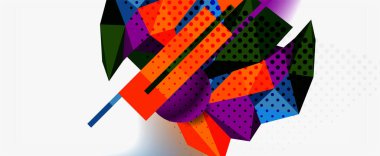 Moda 3d geometrik kompozisyon, iş veya teknoloji sunumu için tasarım şablonu, İnternet posteri veya web broşürü kapağı