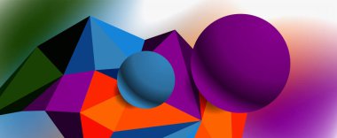 Moda 3d geometrik kompozisyon, iş veya teknoloji sunumu için tasarım şablonu, İnternet posteri veya web broşürü kapağı