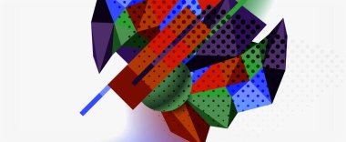 Moda 3d geometrik kompozisyon, iş veya teknoloji sunumu için tasarım şablonu, İnternet posteri veya web broşürü kapağı