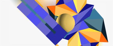 Moda 3d geometrik kompozisyon, iş veya teknoloji sunumu için tasarım şablonu, İnternet posteri veya web broşürü kapağı