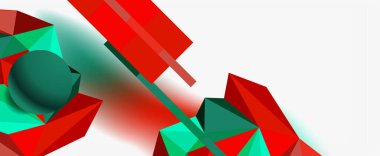 Moda 3d geometrik kompozisyon, iş veya teknoloji sunumu için tasarım şablonu, İnternet posteri veya web broşürü kapağı