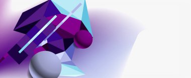 Moda 3d geometrik kompozisyon, iş veya teknoloji sunumu için tasarım şablonu, İnternet posteri veya web broşürü kapağı