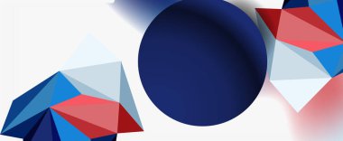 Moda 3d geometrik kompozisyon, iş veya teknoloji sunumu için tasarım şablonu, İnternet posteri veya web broşürü kapağı