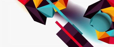 Moda 3d geometrik kompozisyon, iş veya teknoloji sunumu için tasarım şablonu, İnternet posteri veya web broşürü kapağı